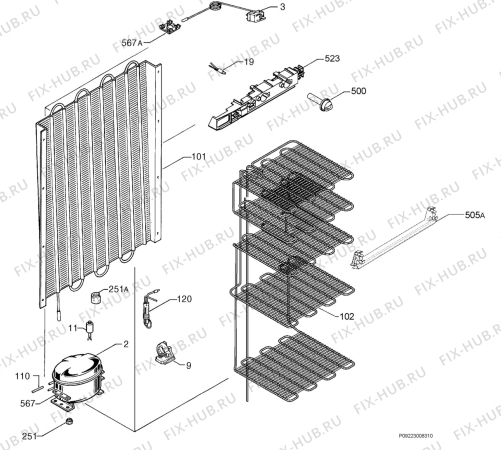 Взрыв-схема холодильника Privileg 237.614-3 - Схема узла Cooling system 017